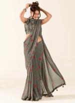 Georgette Grey Party Wear Weaving Saree